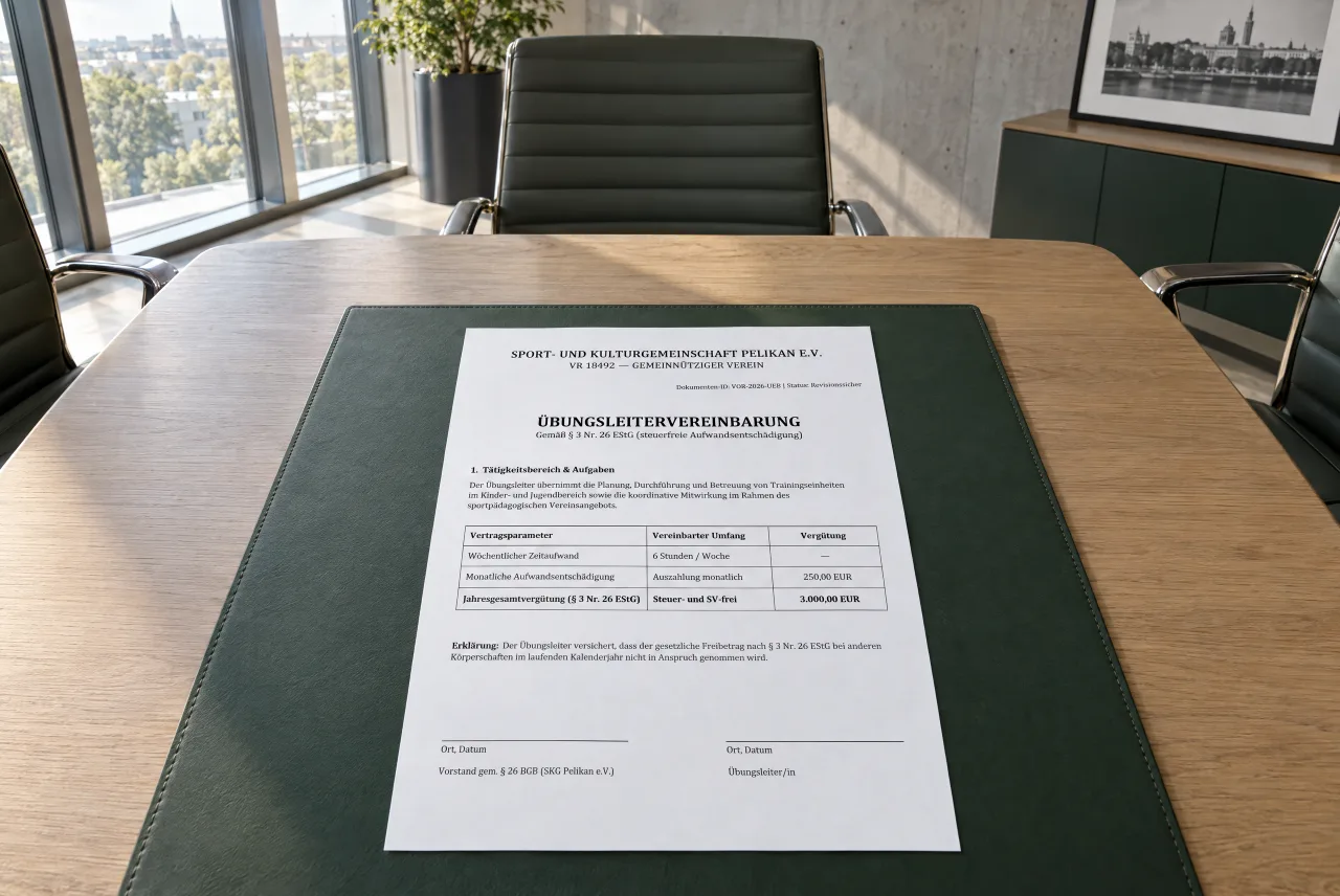 A coaching agreement as a finished PDF, with the club’s name in the header.