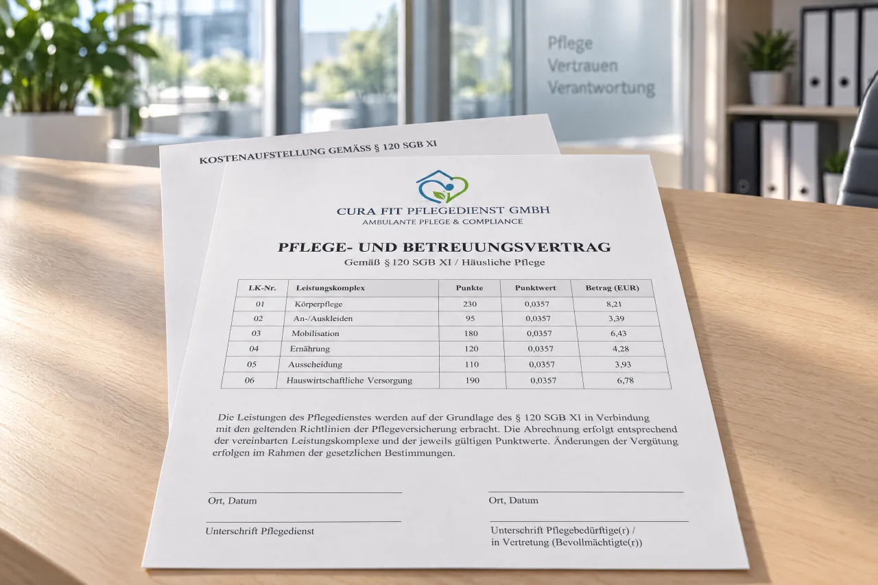 A care contract as a finished PDF, with the care service’s logo in the header.