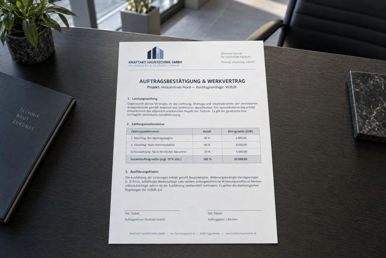 An order confirmation as a finished PDF, with the business’s logo in the header.