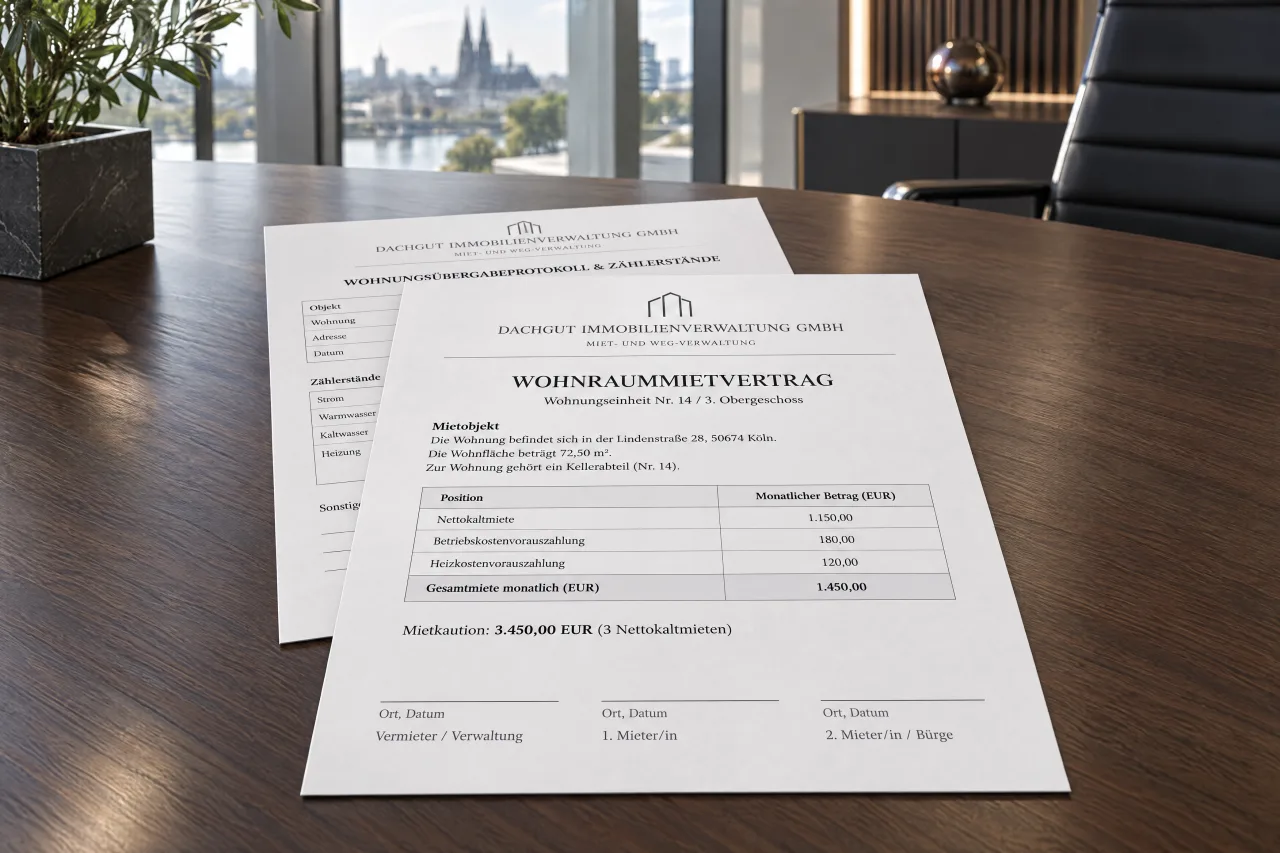 A tenancy agreement as a finished PDF, with the management company’s logo in the header.