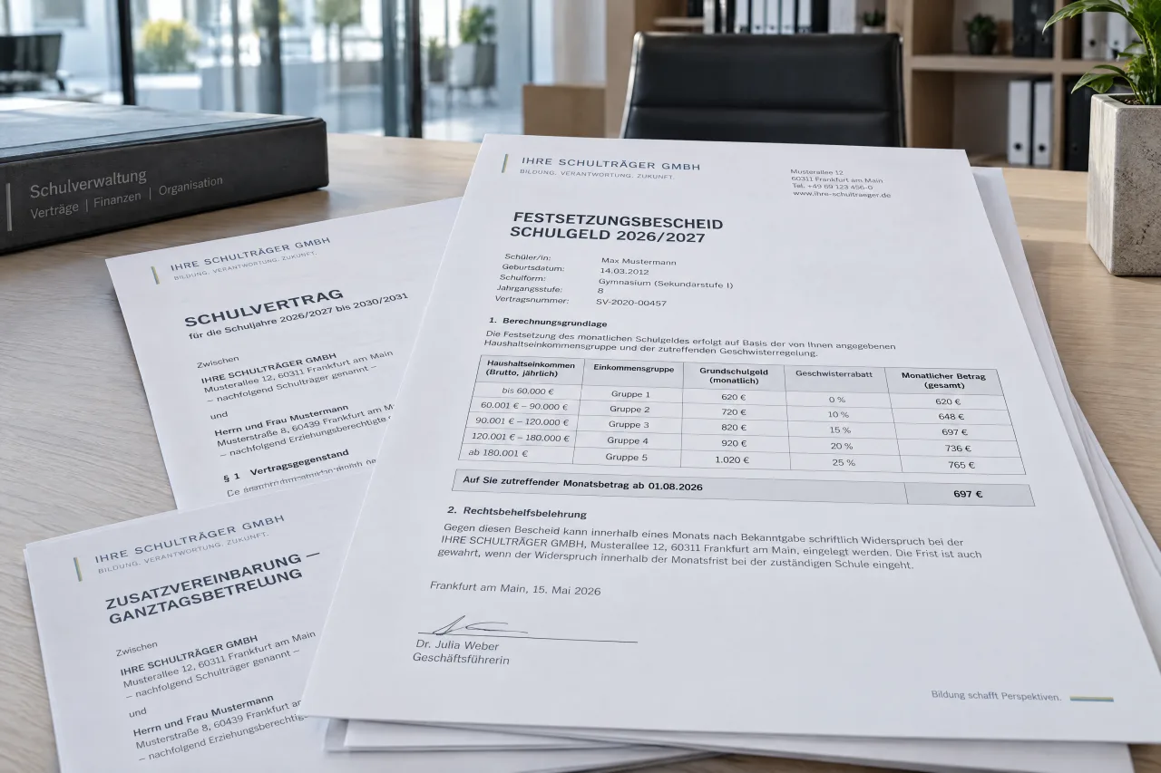 A school fee assessment as a finished PDF, with the school’s logo in the header.